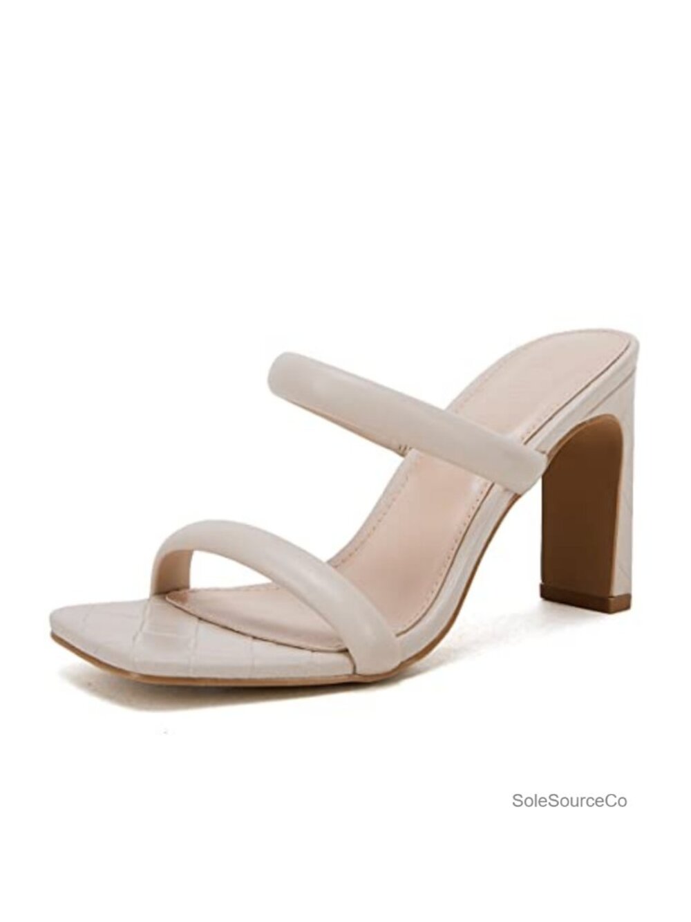 Womens Open Square Toe Chunky High Heel Mule Sandal Two Strap Summer Dressy